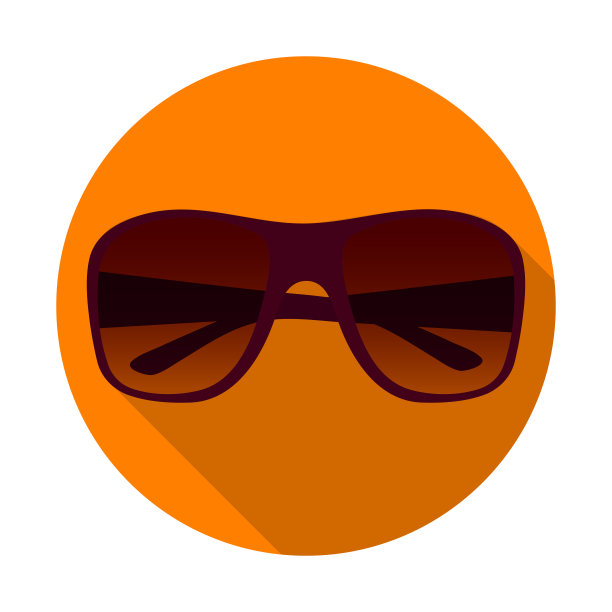 太阳镜平面图标与长阴影。夏日防紫外线配件。矢量插图。EPS10。图片下载