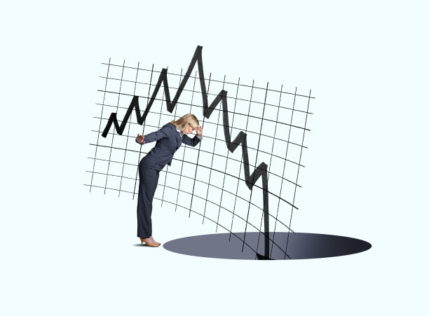 女商人看着股票价格跌入深渊图片下载