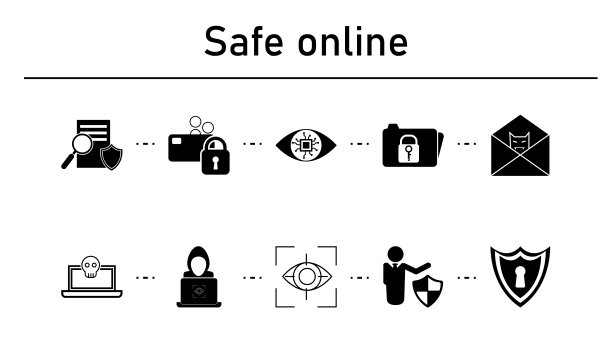 在线安全概念图标集图片下载