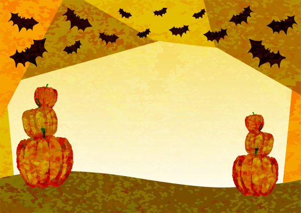 万圣节的背景有南瓜，蜘蛛网和蝙蝠。秋天的矢量图图片下载