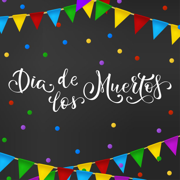 Dia de los Muertos，死亡之日西班牙文字字母矢量插图。图片下载