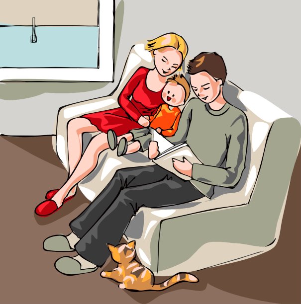 幸福的家庭和孩子，不同的家庭图片下载