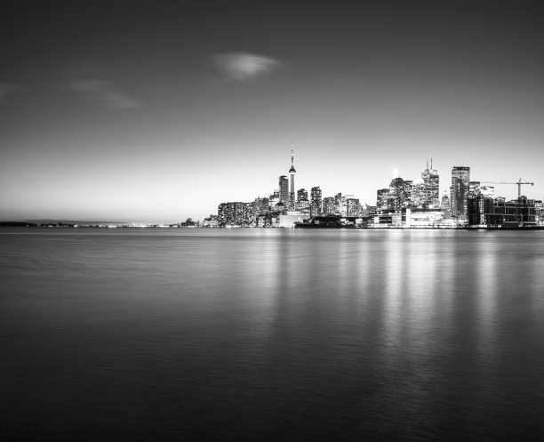 多伦多城市景观-黑白图片下载