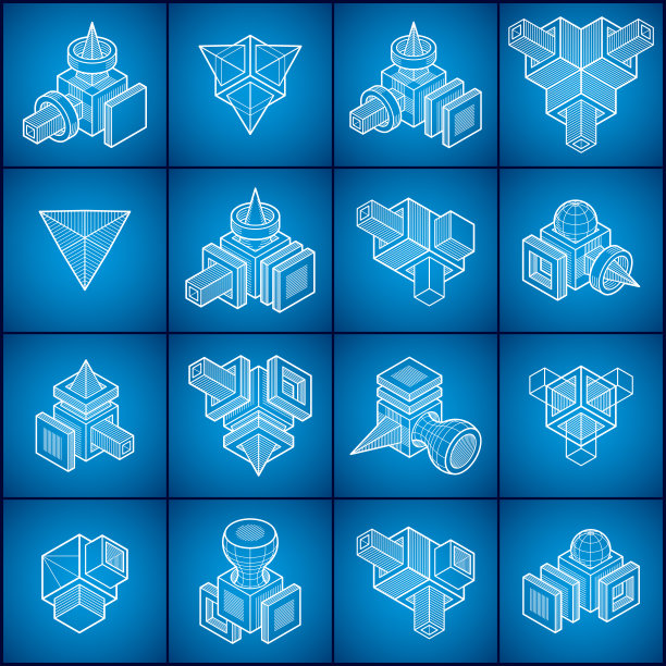 三维设计，抽象矢量形状集。图片下载