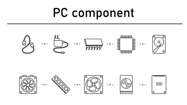 PC组件简约概念图标集图片下载