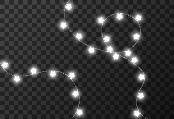 圣诞灯孤立在透明的背景，矢量插图图片下载