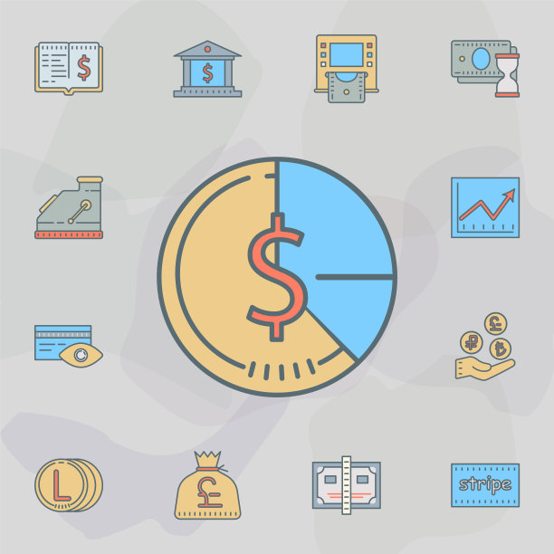 金融时钟黄昏风格线条图标。通用银行为网站设计和开发，应用程序开发图片下载