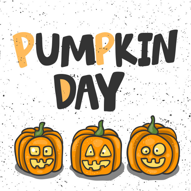 南瓜的一天。万圣节贴纸的社交媒体内容。矢量手绘插图设计。图片下载