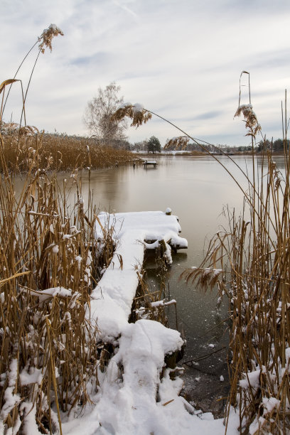 冬季钓鱼桥图片下载