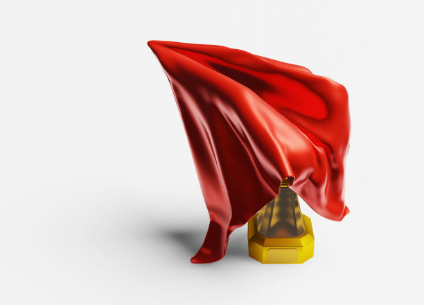 一个红色的织物块开始拿一个金奖杯出来图片下载