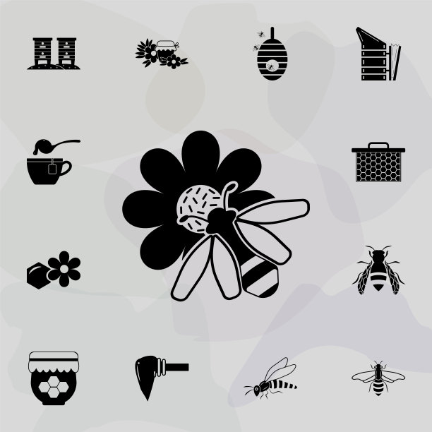 蜜蜂和花的图标。通用集养蜂网站设计开发，应用程序开发图片下载