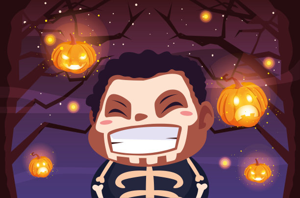 万圣节服装儿童矢量设计图片下载