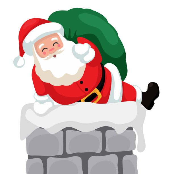 圣诞老人从烟囱进来的圣诞卡图片下载