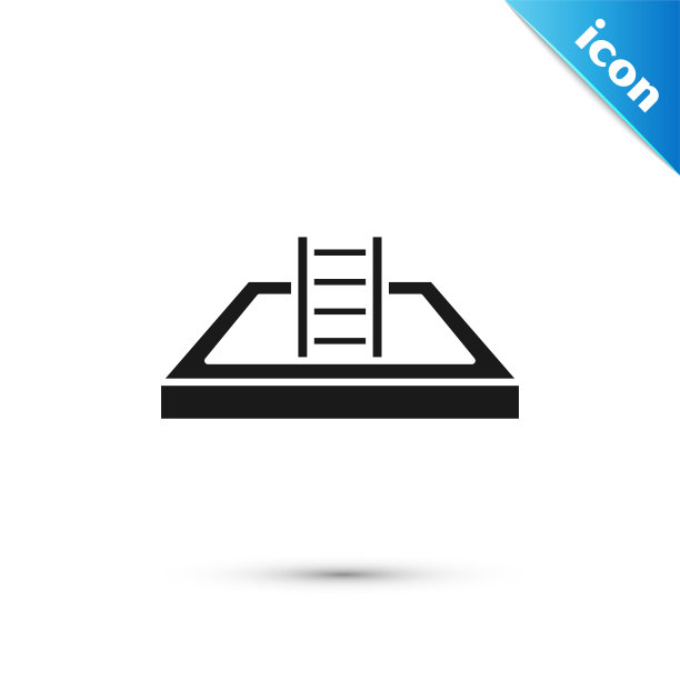 黑色游泳池与梯子图标孤立在白色背景。矢量图图片下载