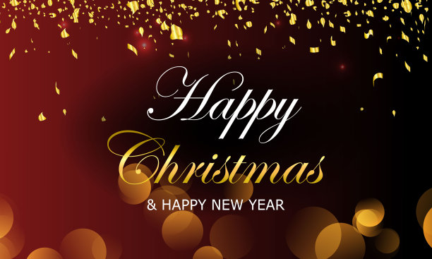 用用彩带、红色和金色的球和花环装饰的冷杉树枝做成的圣诞横幅。图片下载