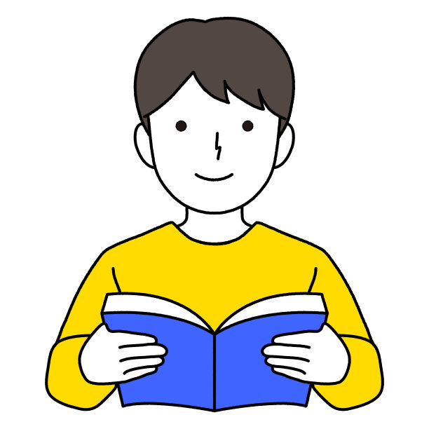 一个男孩在读一本书的插图图片下载