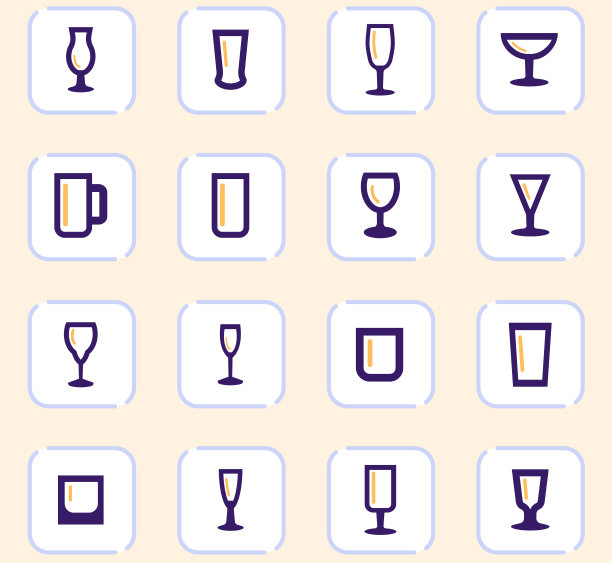 眼镜和杯子图标集图片下载