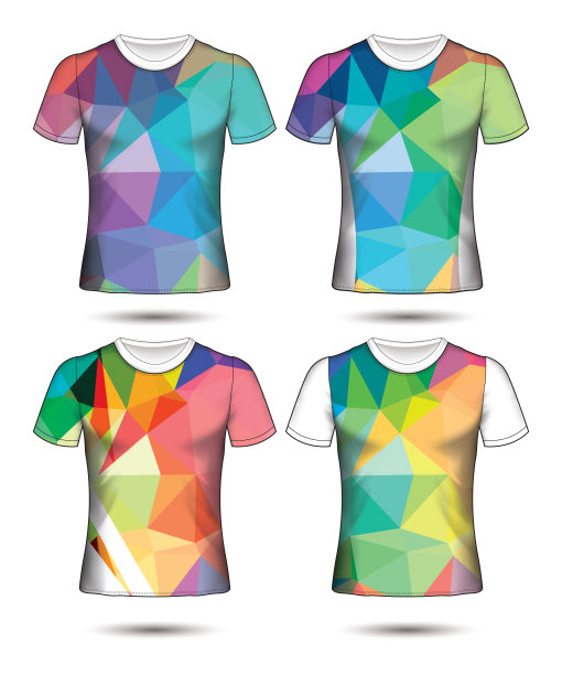 t恤模板抽象几何集合不同颜色多边形马赛克图片下载