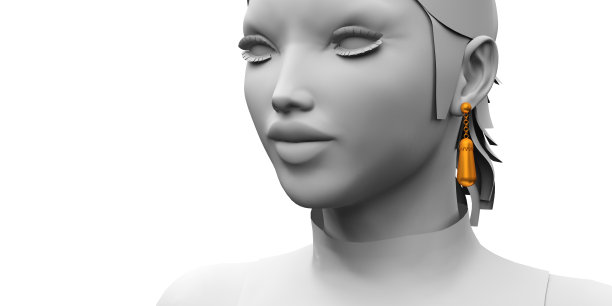 抽象的白人妇女的肖像与金耳环在她的耳朵图片下载