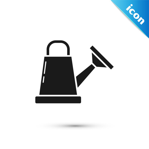 黑色喷壶图标孤立在白色背景上。灌溉的象征。矢量图图片下载