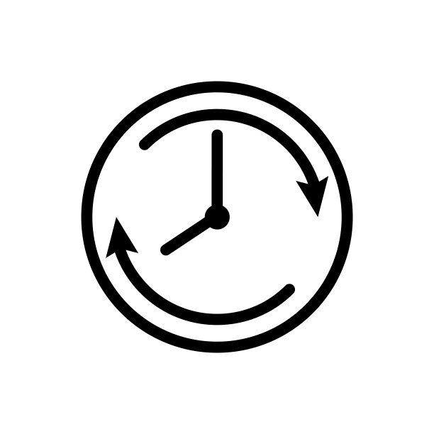 时钟与顺时针矢量图标隔离在白色背景平面设计，标志，网站，社交媒体，移动应用程序，ui插图图片下载