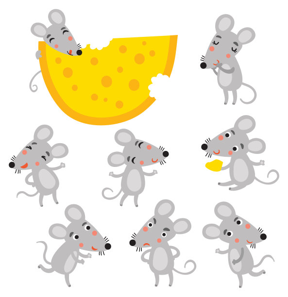 可爱和有趣的老鼠。向量字符集。图片下载