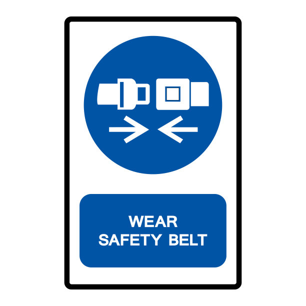 佩戴安全带符号标志，矢量插图，孤立在白色背景标签。EPS10图片下载