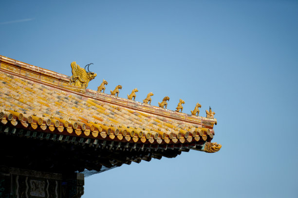 中国北京:紫禁城内部的雕刻细节图片下载