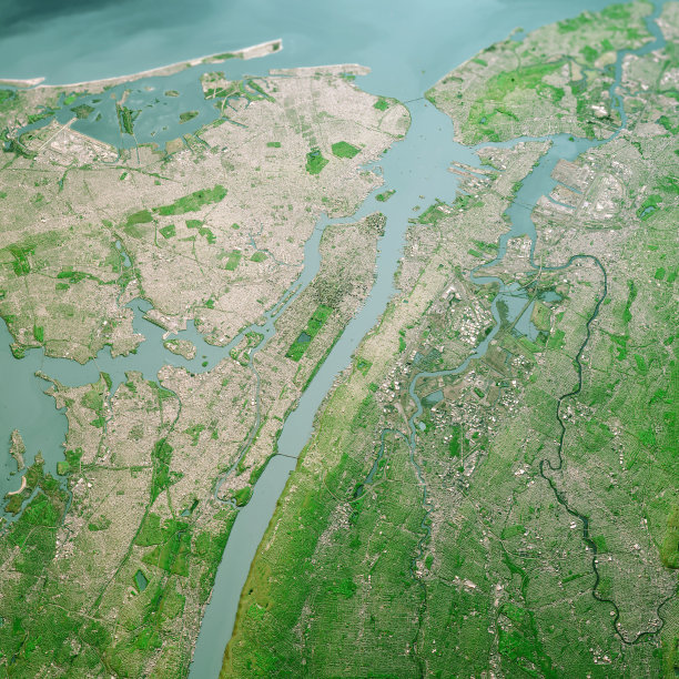 2019年4月北部的纽约市3D渲染地形景观视图图片下载