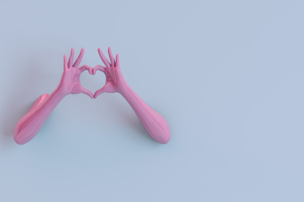 3D手势，女性人体模型，心脏形状图片下载