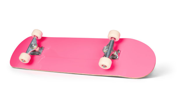粉色滑板甲板，孤立在白色背景。文件包含到隔离的路径图片下载