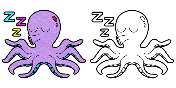 带有纹理的章鱼字符设计向量图片下载