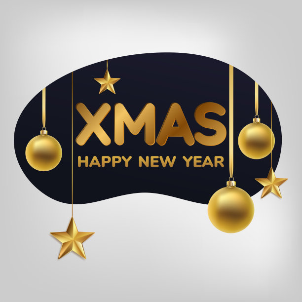 圣诞贺卡，矢量背景。金色的圣诞球和星星。2020年新年快乐。矢量图图片下载