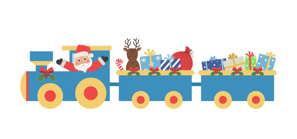 带礼物的圣诞火车图片下载