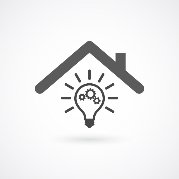 屋顶下有齿轮的灯泡图片下载