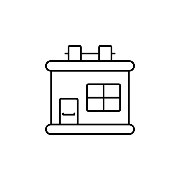 白色背景上的健身房建筑线条图标图片下载