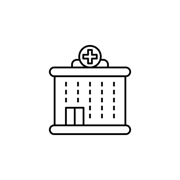 白色背景上的建筑物、医院线条图标图片下载