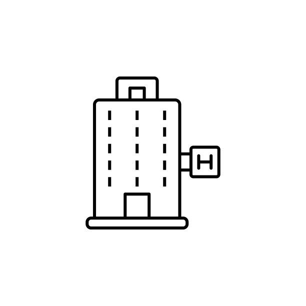 白色背景上的医院建筑线条图标图片下载
