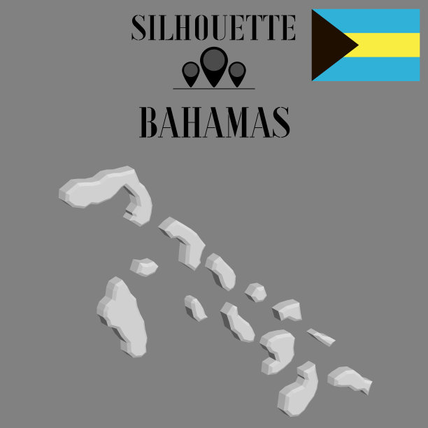 加勒比巴哈马轮廓世界地图，轮廓轮廓矢量插图，创意设计孤立在背景上，国旗，物体，元素，符号从国家设置。图片下载