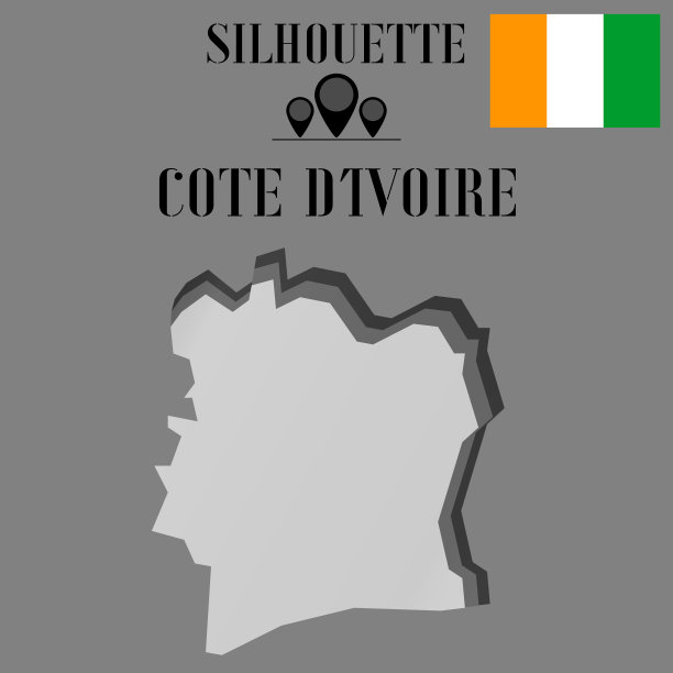 非洲科特迪瓦轮廓世界地图，轮廓轮廓矢量插图，创意设计孤立在背景上，国旗，物体，元素，符号从国家设置。图片下载