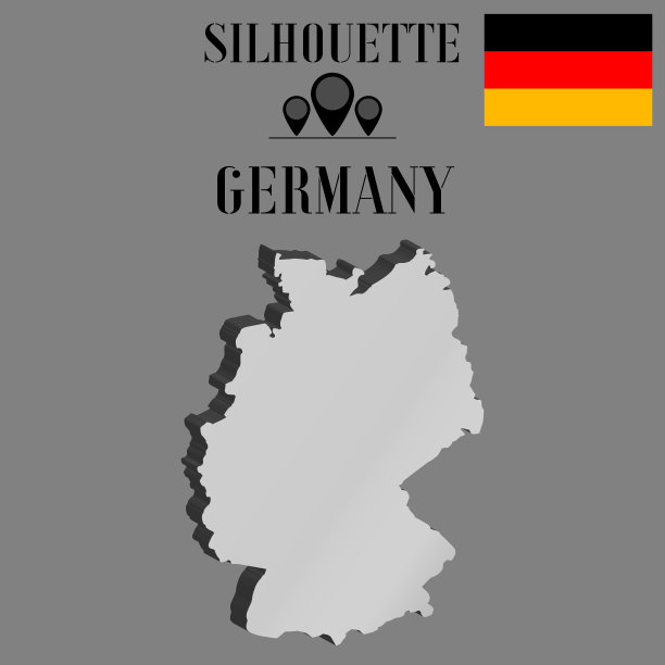 欧洲德国轮廓世界地图，轮廓轮廓矢量插图，创意设计孤立在背景上，国旗，物体，元素，符号从国家设置。图片下载