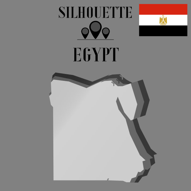 非洲埃及轮廓世界地图，轮廓轮廓矢量插图，创意设计孤立的背景，国旗，物体，元素，符号从国家设置。图片下载