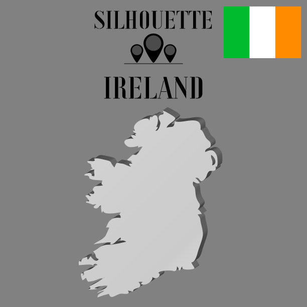 爱尔兰轮廓世界地图，轮廓轮廓矢量插图，创意设计孤立的背景，国旗，物体，元素，符号从国家设置。图片下载