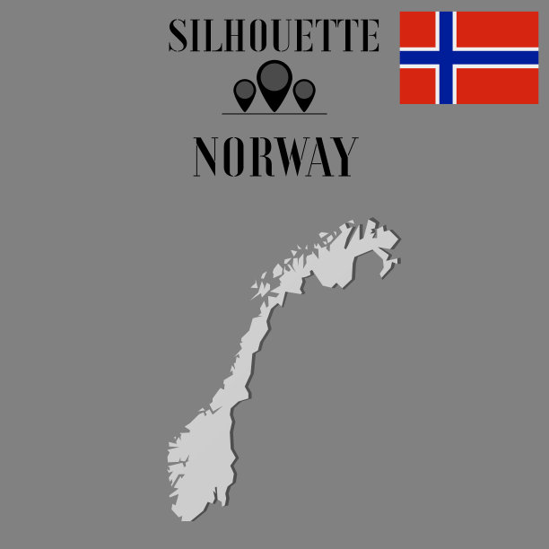 挪威轮廓世界地图，轮廓轮廓矢量插图，创意设计孤立在背景上，国旗，物体，元素，符号从国家设置。图片下载