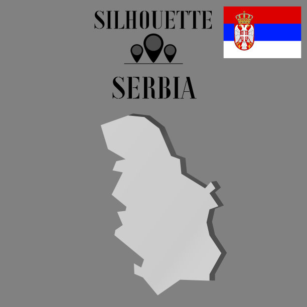 塞尔维亚轮廓世界地图，轮廓轮廓矢量插图，创意设计孤立在背景上，国旗，物体，元素，符号从国家设置。图片下载