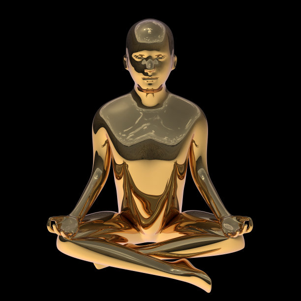 荷花姿势，金色瑜伽男人风格化的身材打磨坚实图片下载