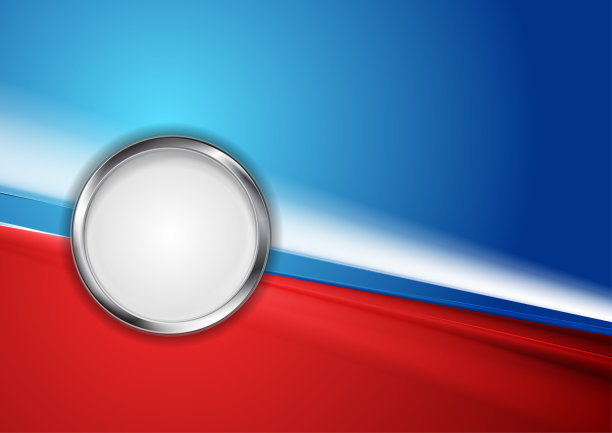 蓝色和红色平滑条纹抽象背景与银色圆图片下载