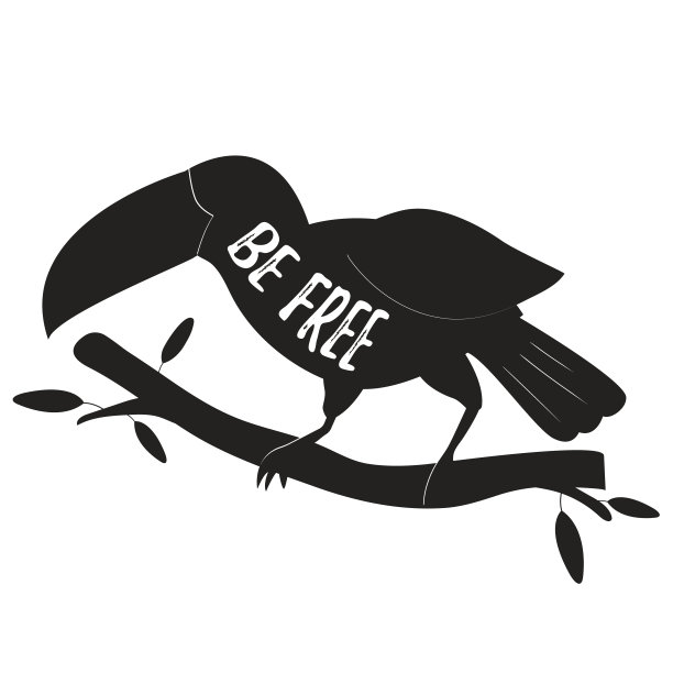 巨嘴鸟复古标志模板与灵感文本图片下载