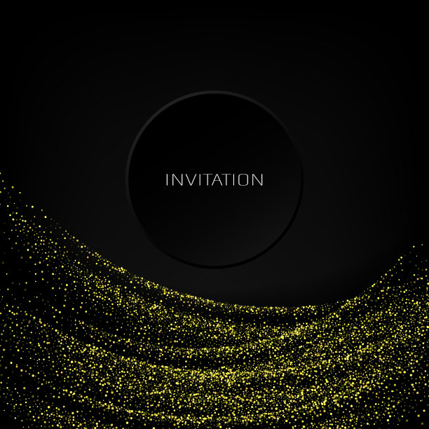 矢量金色闪光纸屑波浪黑色背景金色闪光背景图片下载