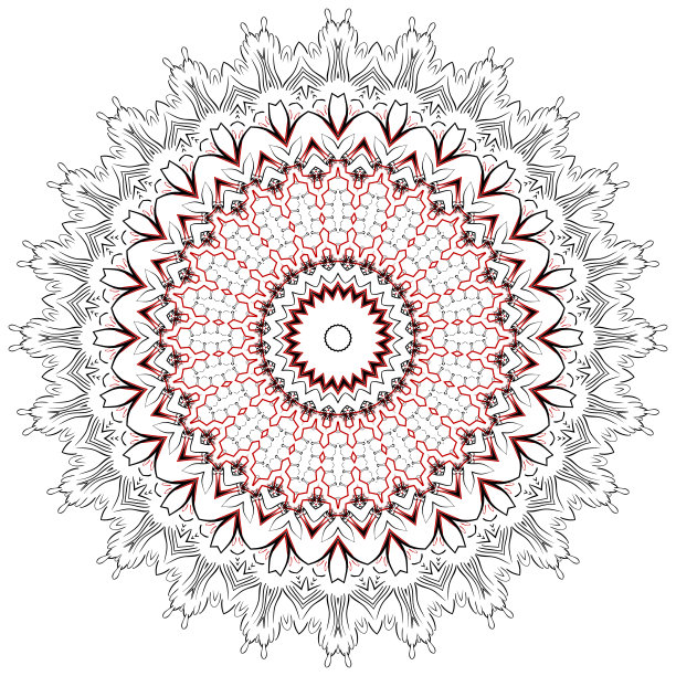 色彩鲜艳的矢量图解曼荼罗。图片下载
